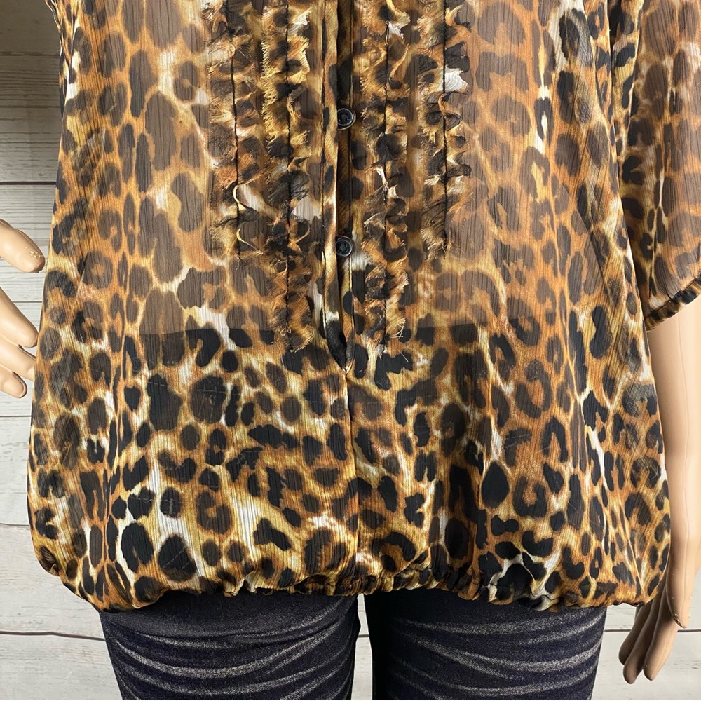 Express Sheer Leopard Print Blouse - image 8